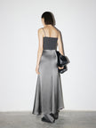 Women's Gray Straight Fit Breathable Acetate Skirt