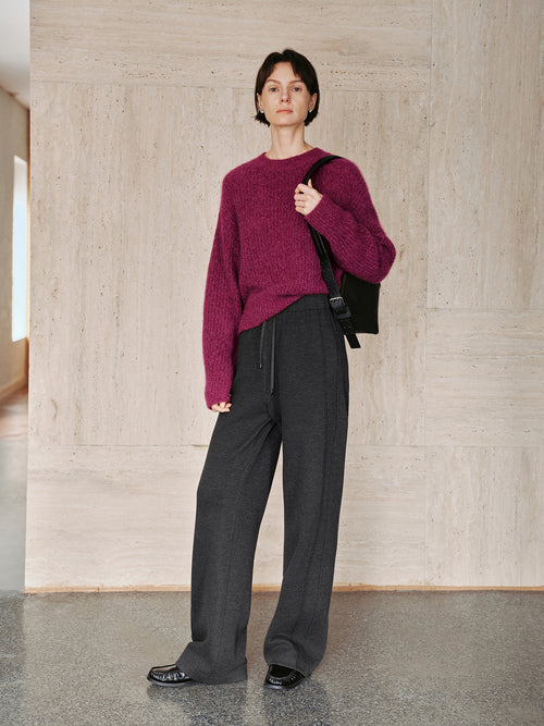 Load image 1 in gallery view. Magenta Vertical-Rib Silk-Cashmere Sweater