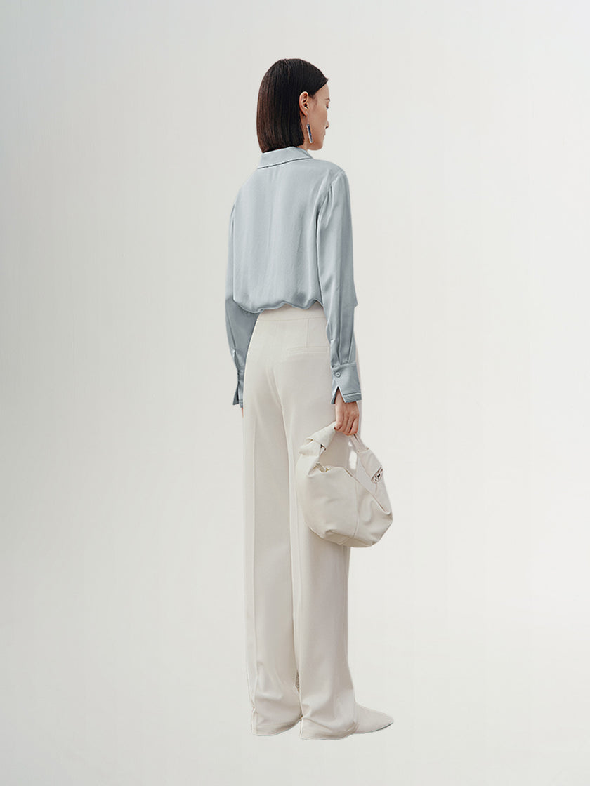 Women's White Leisure Straight Fit Trousers