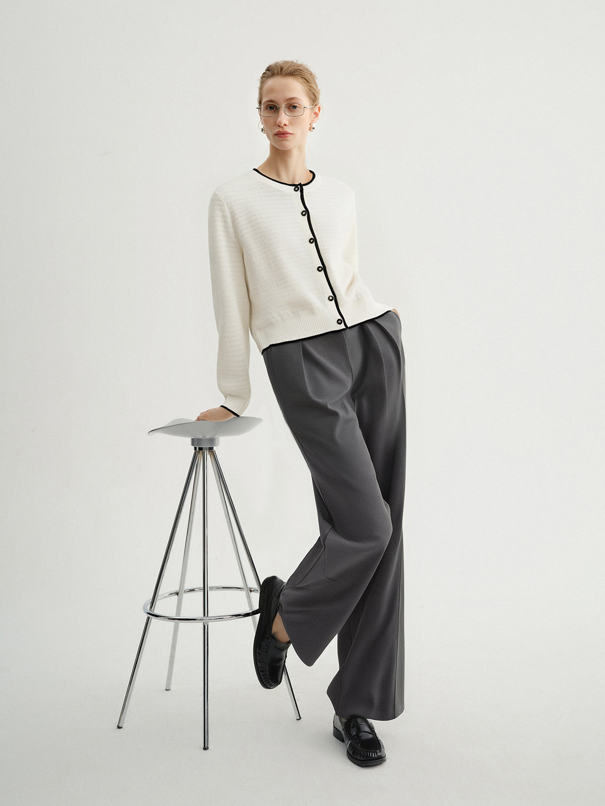 Dark gray wide leg pants