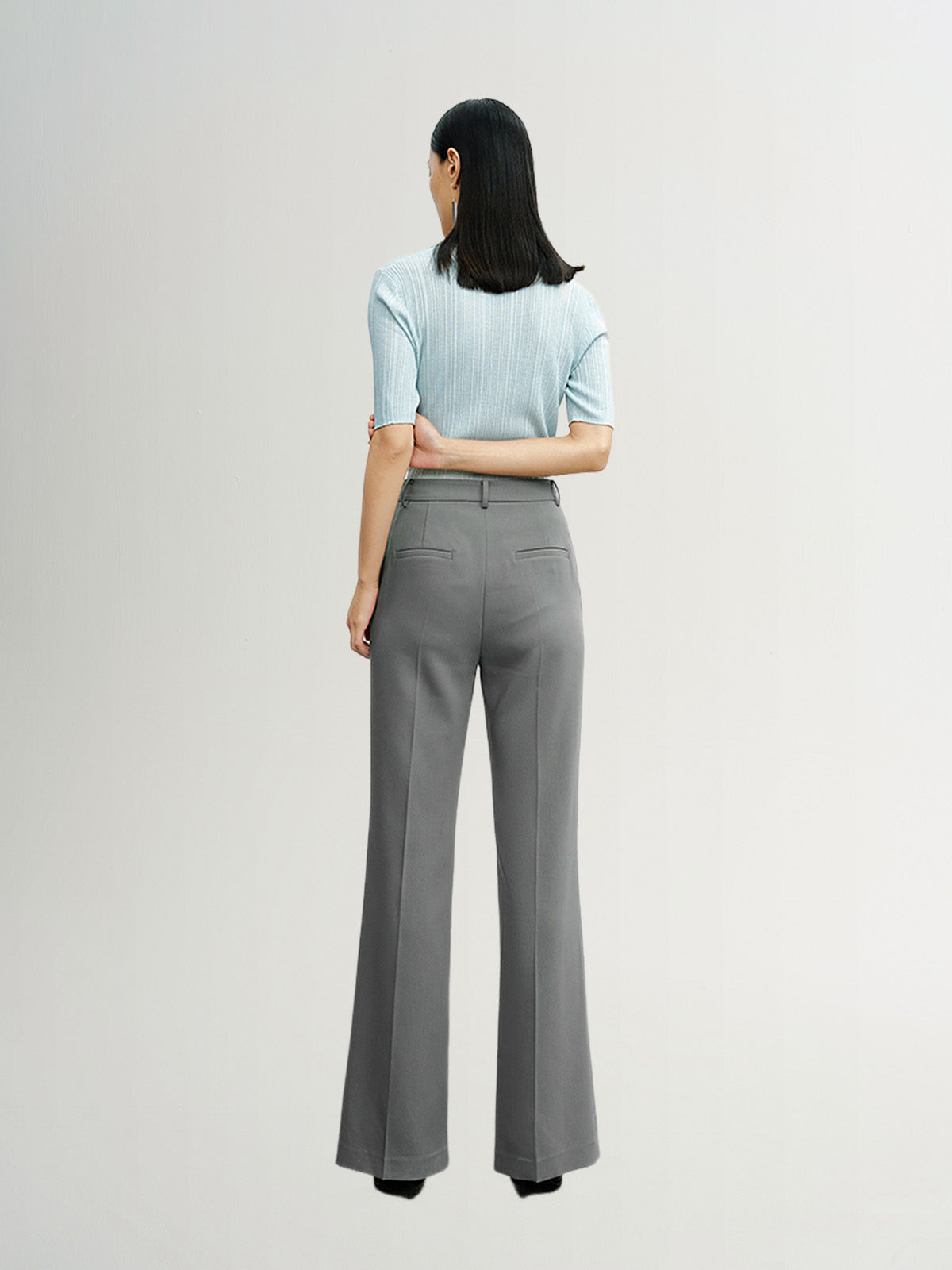 Women's Gray Smooth Slightly Flare Suit Pants
