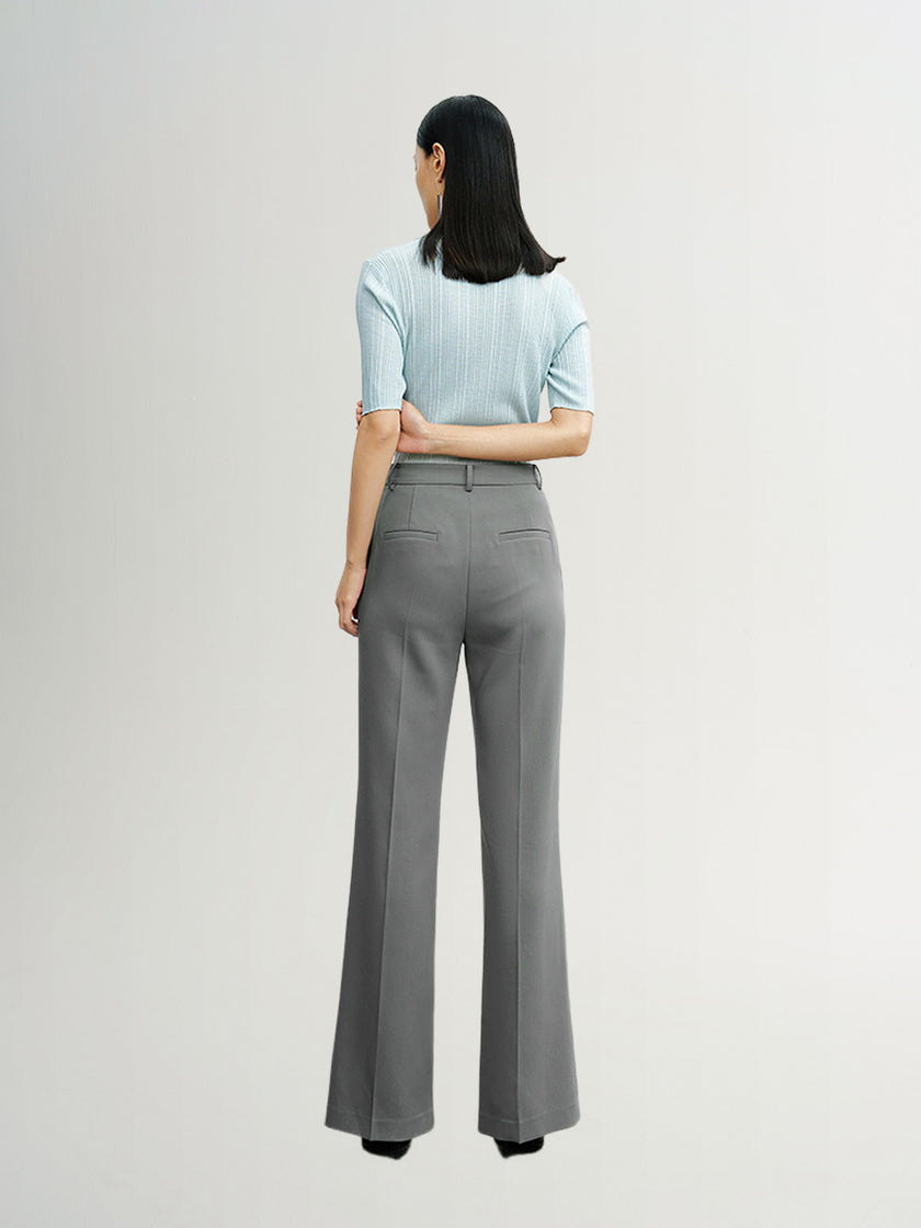 Women's Gray Smooth Slightly Flare Suit Pants