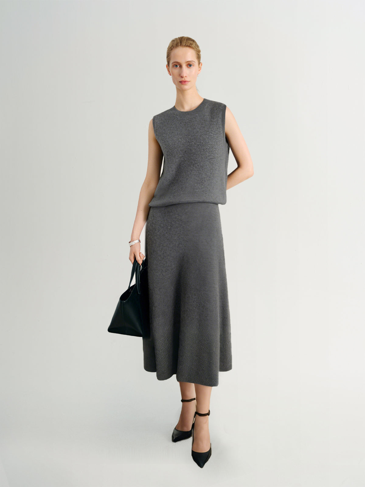 Gray Pure Cashmere Tank