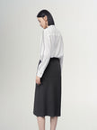 Dark gray straight skirt with wave seams