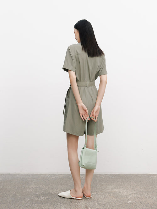 Carica immagine 1 in visualizzazione galleria. Women's Short Sleeve Belted Short Jumpsuits