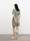 Women's Short Sleeve Belted Short Jumpsuits