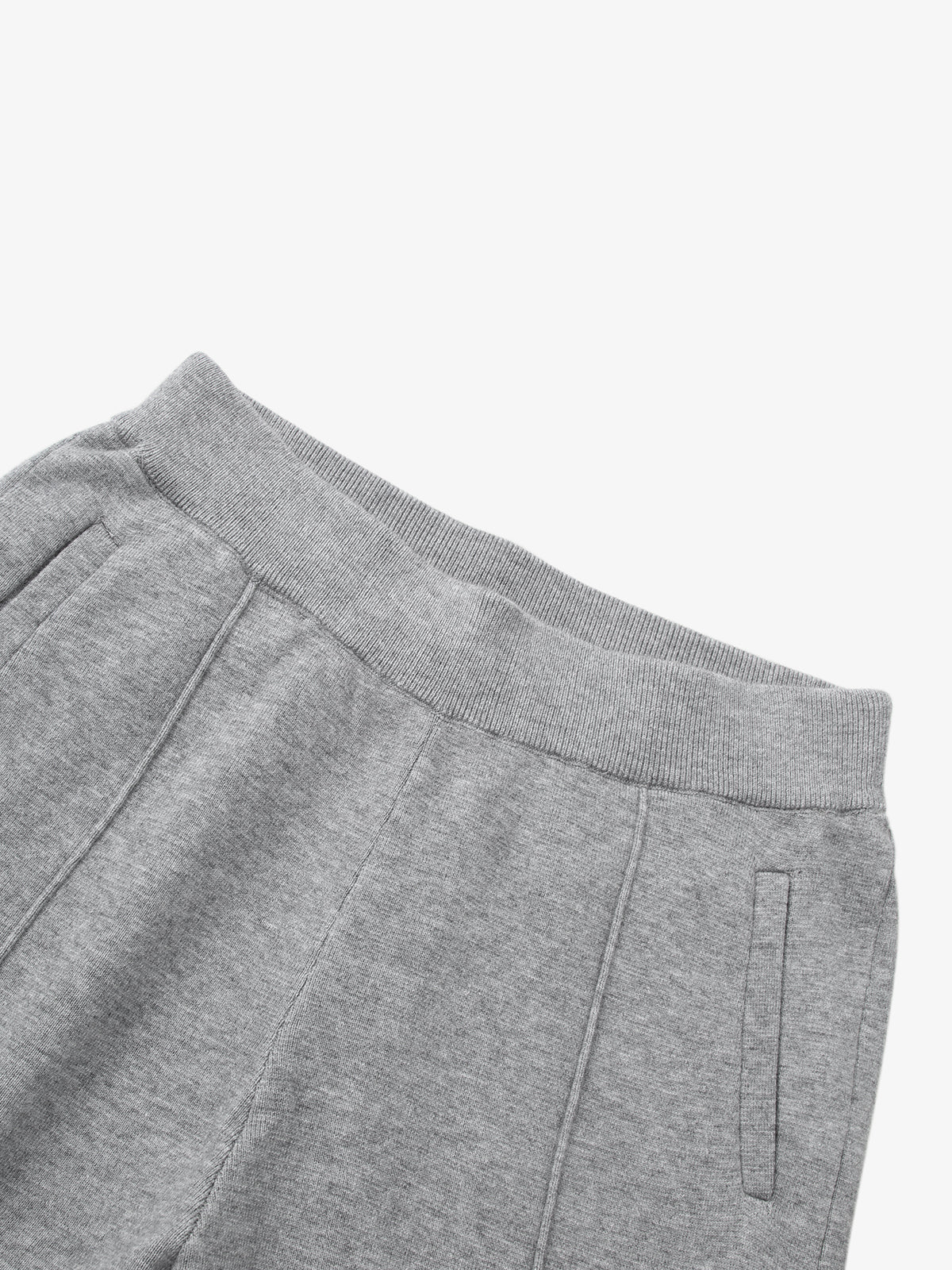 Pantalon gris droit en laine tricoté élastique