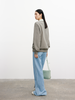 Women's Light Gray Round Neck Long Sleeves 100% Cotton Hoodie