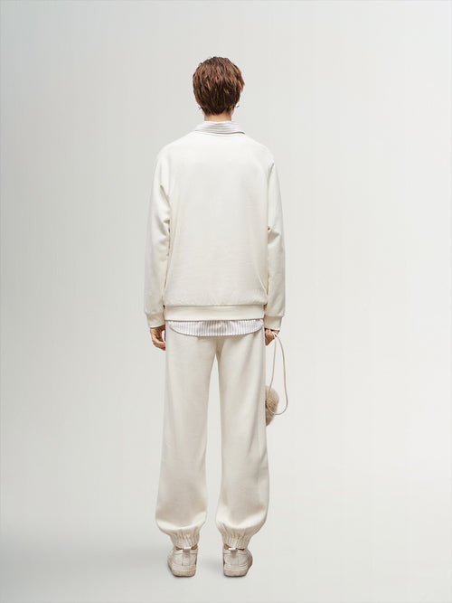 Carica immagine 1 in visualizzazione galleria. Women's Plain White Round Neck 100% Cotton Winter Sweatershirt