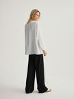 Women's White Pinstripe Long Sleeves Shirt