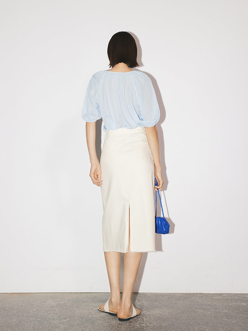 Women's Off-White Straight Fit Skirt