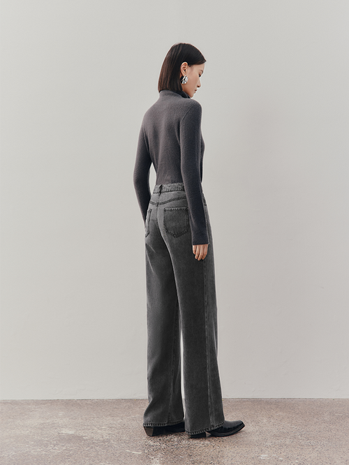 Load image 1 in gallery view. Women's Gray Wide Leg Jeans Pants