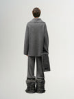 Women's Gray Zipper Lapel Design Sheep Wool Sweater