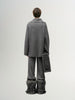 Women's Gray Zipper Lapel Design Sheep Wool Sweater