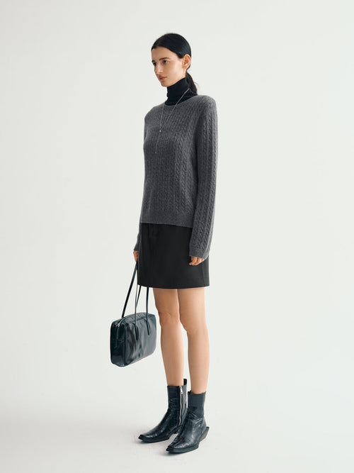 Load image 1 in gallery view. Cashmere crew neck sweater - Dark gray