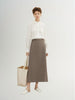 Brown high-waisted wool flared skirt