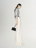 Women's Light Gray Classic Collar Long Sleeve Silk Blouse