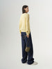 Women's Light Yellow Long Sleeve Wool Pullover Sweater