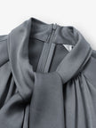 Women's Gray Tie Neck Long Sleeves Belted Dress 5DA194791