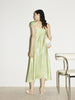 Women's Floral Light Green V Neck Smooth Acetate Slip Dress