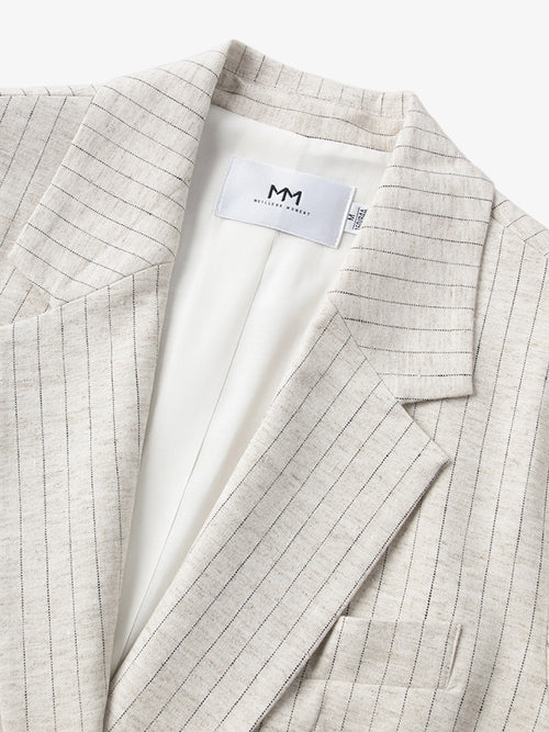 Load image 1 in gallery view. Beige striped blazer