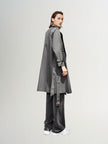 Grey cotton trench coat, double-breasted