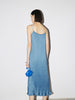 Pleated aqua blue dress