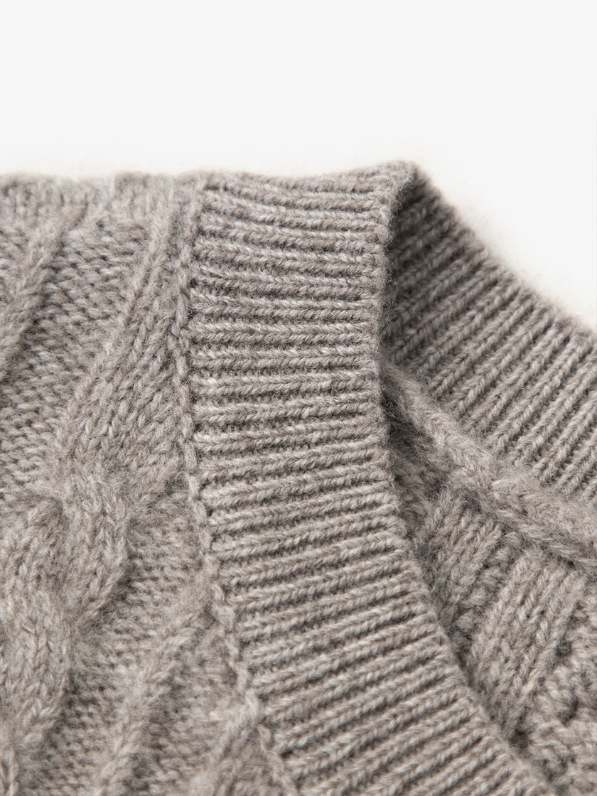 Women's Brown Wool Vest Splicing Cotton Dress