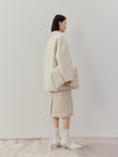 Women's White Notch Lapel Sheep Wool Short Coat
