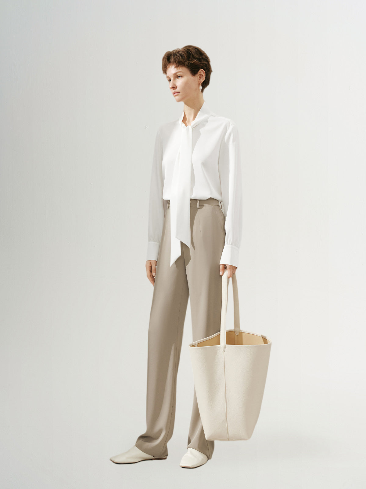 Women's Light Khaki Slim Fit Suit Pants