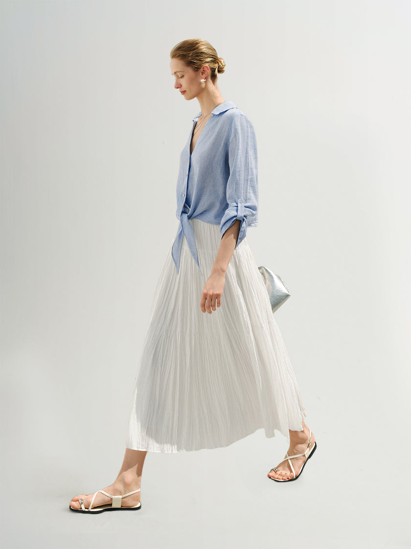 Cotton V Collar Shirt