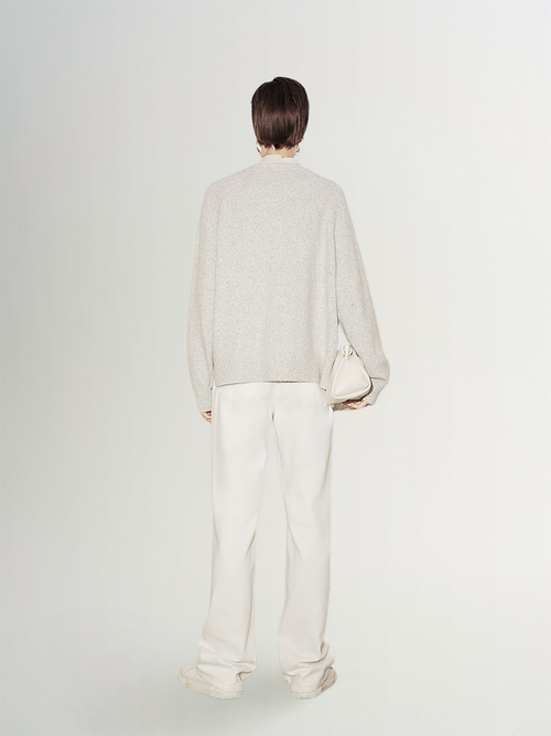 Carica immagine 1 in visualizzazione galleria. Women's Gray V Neck Drop Shoulder Knit Cardigan
