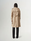 Women's Khaki Double Breasted Long Trench Coat Belt