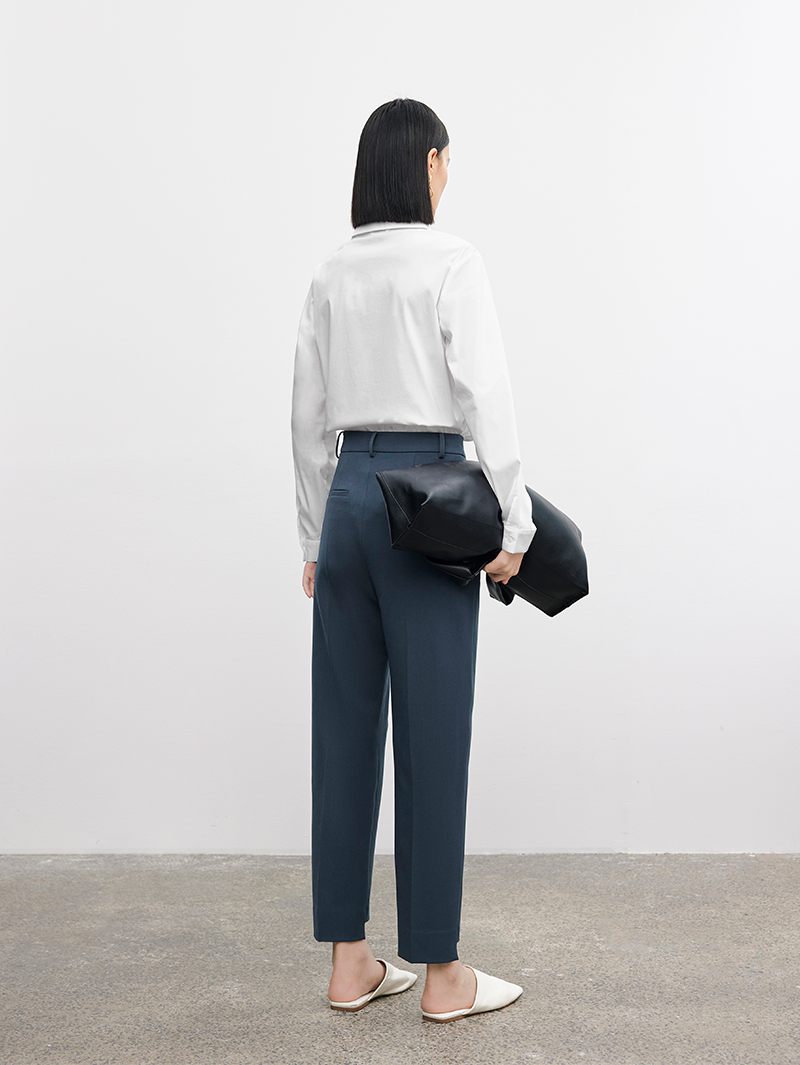 Women's Dark Blue Novelty Leg Design Trousers