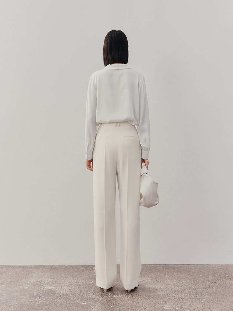 Women's Original White Straight Fit Smooth  Trousers