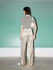 Beige and black striped knit top