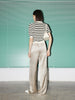Beige and black striped knit top