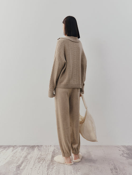 Load image 1 in gallery view. Women's Cocoa Brown Casual 100% Cashmere Pants