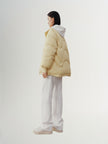 Women's Light Yellow Stand Collar Goose Puffer Jacket