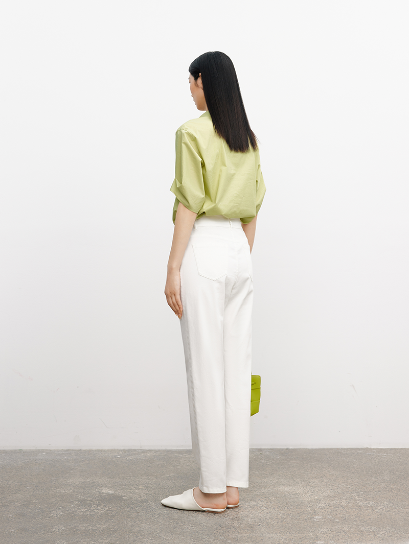 Women's Green  Polo V Neck Short Sleeves 100% High Quality Cotton Shirt