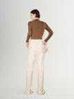 Pantalon large en chenille beige