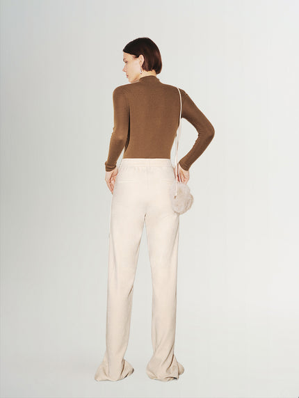 Beige chenille wide leg pants