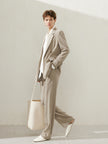 Women's Light Khaki Notch Lapel Double Breasted Blazer