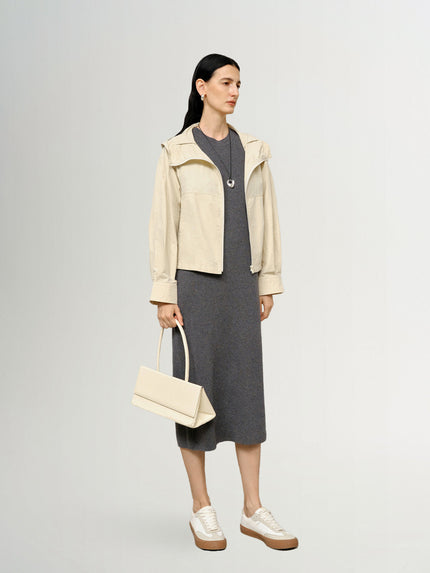 Veste beige à capuche