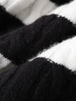 Women's Black White Stripe Turtleneck Long Sleeve Sweater Dress