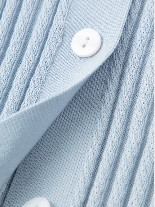 Charger l'image 1 dans la galerie. Cardigan tricoté bleu