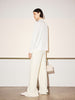 Women's White Notch Lapel Long Sleeves Silk Shirt