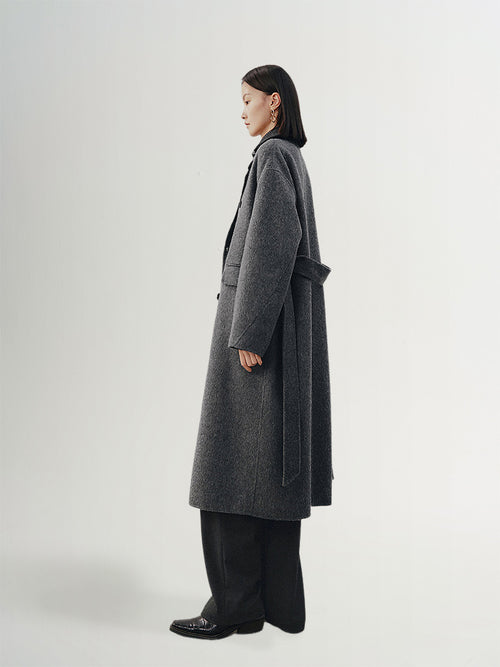 Charger l'image 1 dans la galerie. Manteau long gris en laine