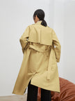 Women's Khaki Double Breasted Sheep Wool Trench Coat with Belt 5C8260861