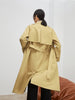 Women's Khaki Double Breasted Sheep Wool Trench Coat with Belt 5C8260861